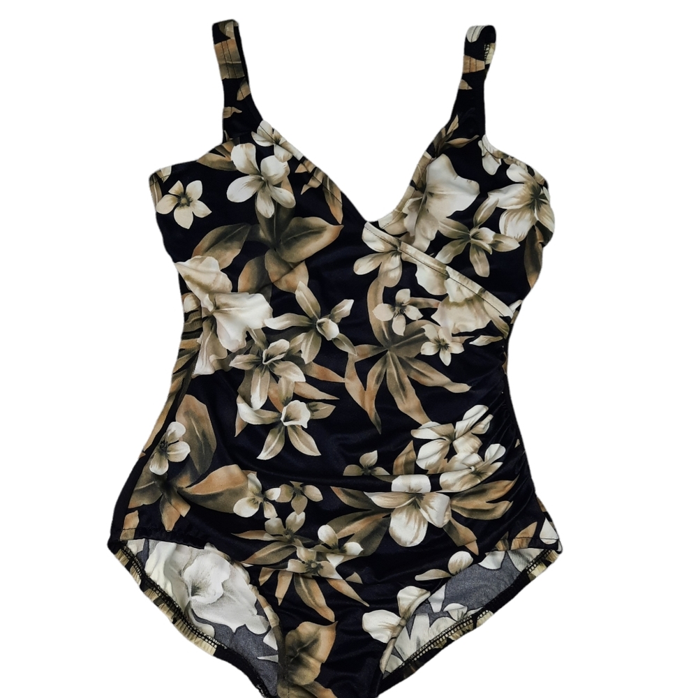 Miraclesuit Wrap Shape Slimming Floral Swimsuit SZ 10